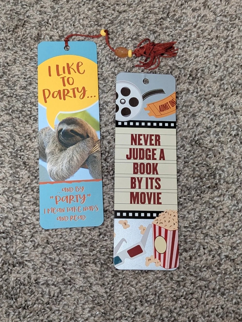Blue Sloth & Movie-Themed Bookmark Set